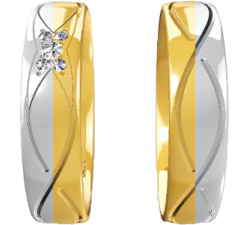 Projekt indywidualny obrączek złotych 5 mm 585 14K łączone dwa kolory białe palladowe i żółte diamenty