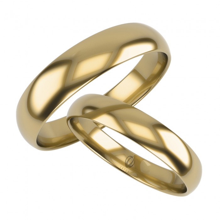 Złote obrączki ślubne klasycznych półokrągłych