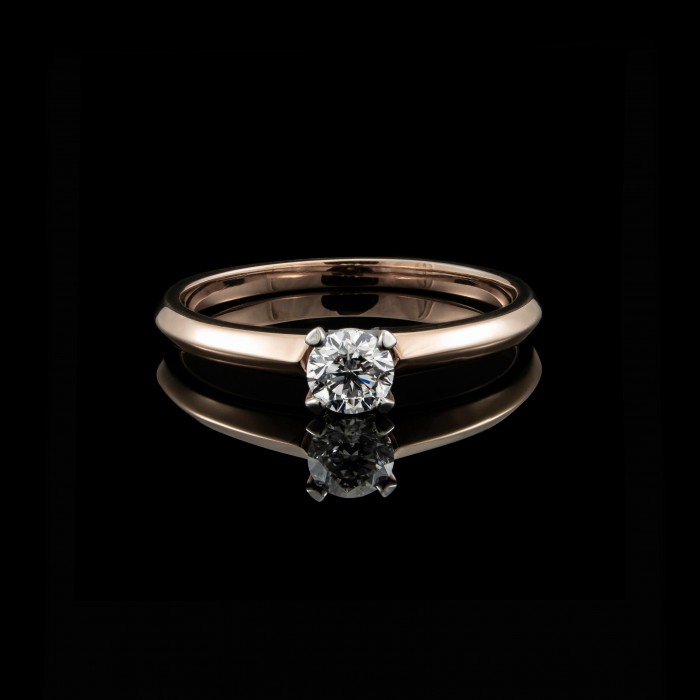 Pierścionek z różowym diamentem, wykonanie z złota 585 14K
