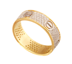 Pierścień z złota próby 585 14K 6.5 mm wysadzany cyrkoniami z elementami śrubek