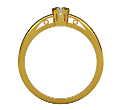 Pierścionek złoty z brylantem 3.5mm zdobiona szyna elegancki projekt
