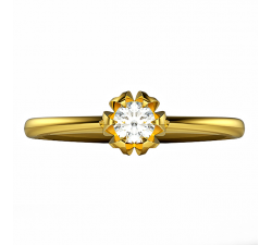 Pierścionek złoty z brylantem i oprawą w formie rozwijające się kwiatu symbolika