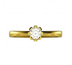 Pierścionek klasyczny harmonijna oprawa brylant 3.5 mm złoto żółte 585 14K