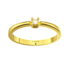 Delikatny pierścionek z brylantem 2 mm złoto żółte 585 14K