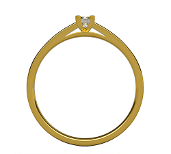 Pierścionek klasyczny z jednym brylantem subtelne wykonanie żółte złoto 585