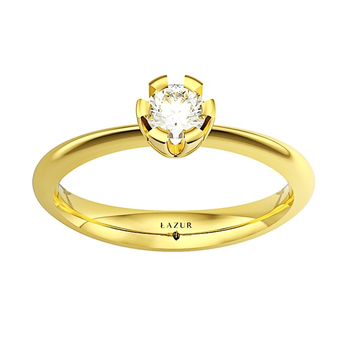 Idealny pierścionek z brylantem 4 mm, klasyczna ponadczasowa forma