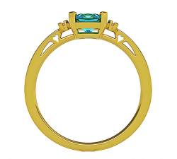 Wspaniały pierścionek złoty z dużym Topazem cushion 5mm i brylantami