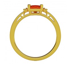 Wspaniały pierścionek złoty z dużym Cutrynem cushion 5mm i brylantami